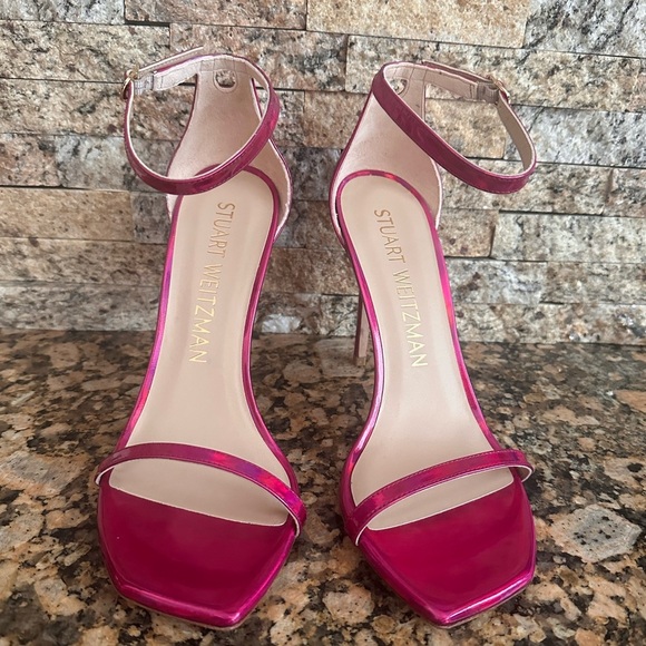 Stuart Weitzman Women's Nudistcurve 100mm Sandals Hot Pink - Picture 4 of 8